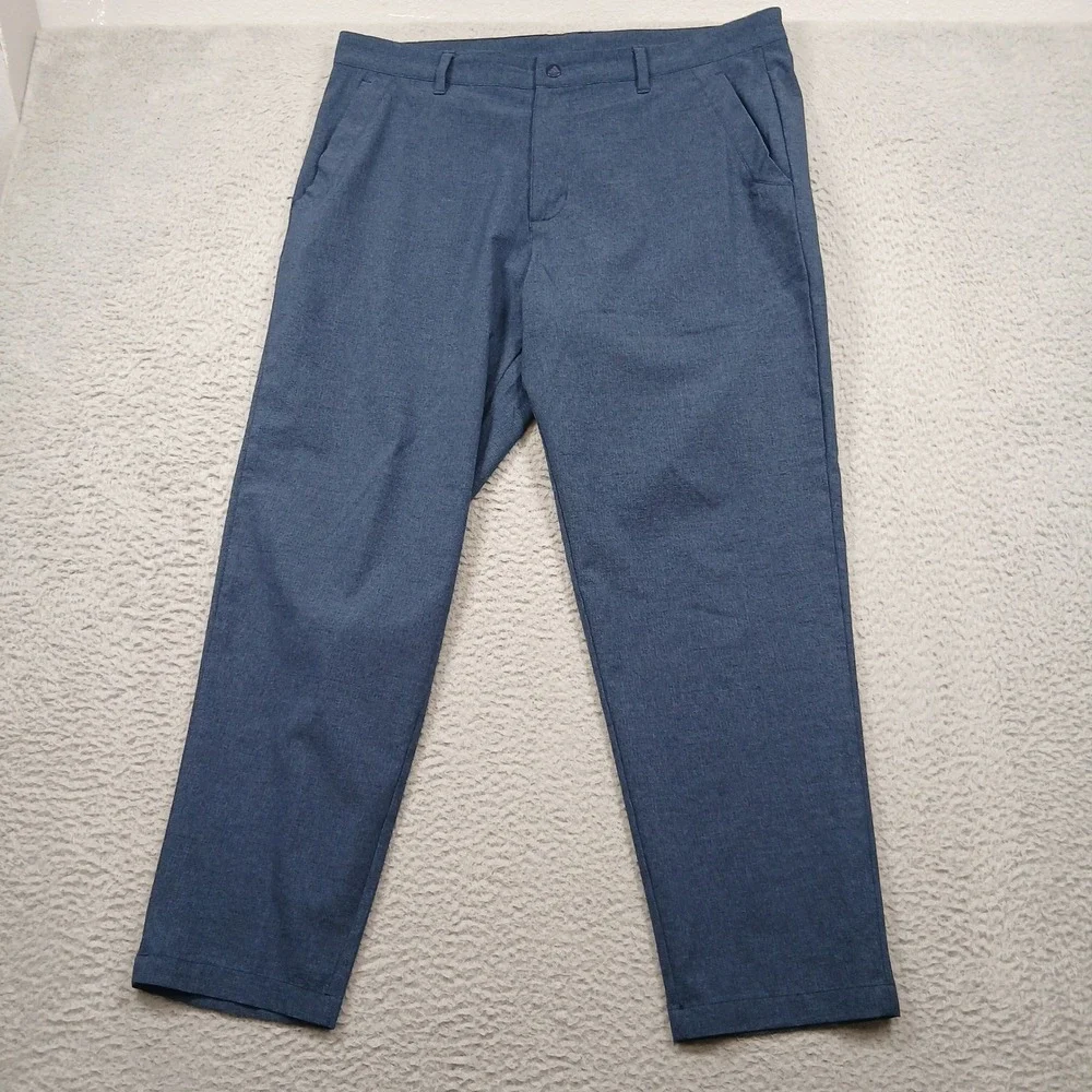 Adidas‎ Golf Pants Men 36x32 Blue Performance Stretch Flat Front Trousers